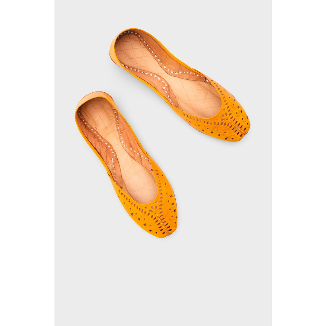 Mustard Leather Khussa For Women EC8694