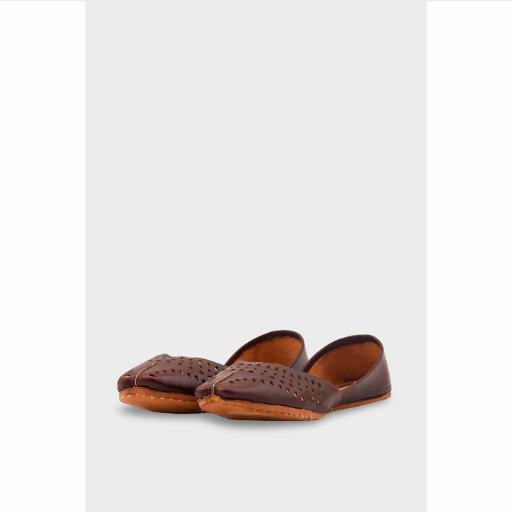 Coffee Leather Khussa For Women EC8694