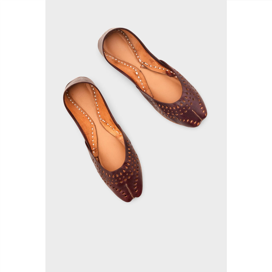Coffee Leather Khussa For Women EC8694