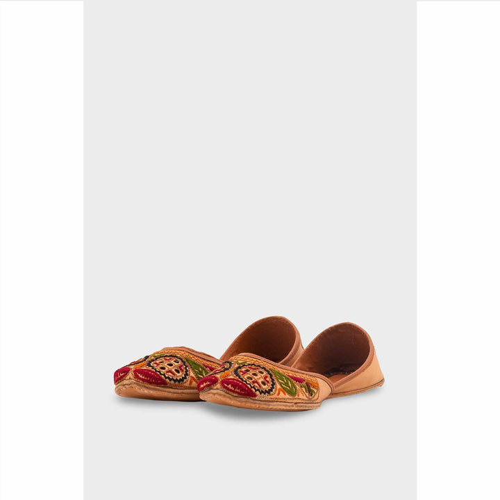 Beige Leather Khussa For Women EC8696