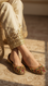 Beige Leather Khussa For Women EC8697