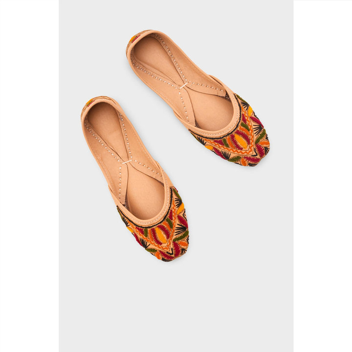 Beige Leather Khussa For Women EC8699