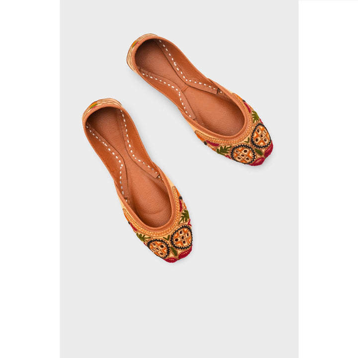 Beige Leather Khussa For Women EC8701