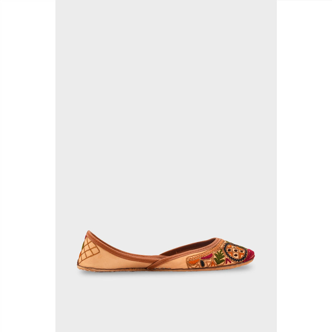 Beige Leather Khussa For Women EC8701