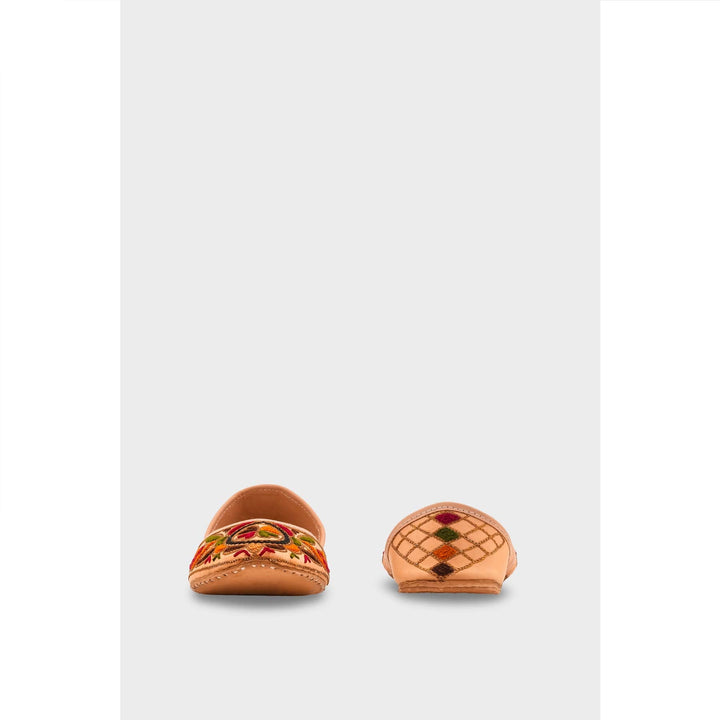 Beige Leather Khussa For Women EC8702