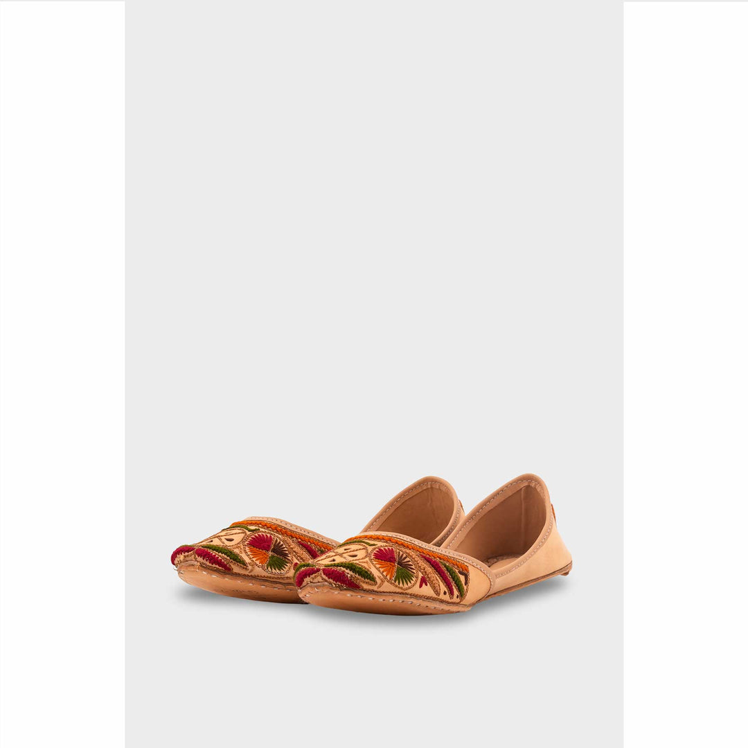 Beige Leather Khussa For Women EC8703