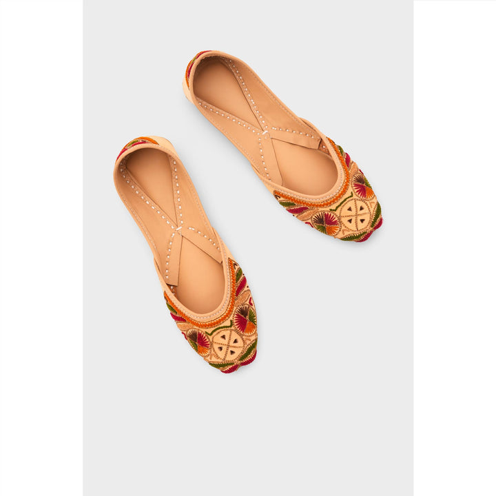 Beige Leather Khussa For Women EC8703