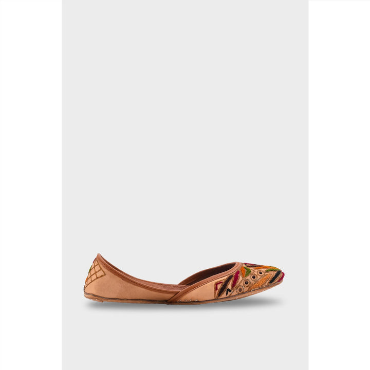 Beige Leather Khussa For Women EC8705