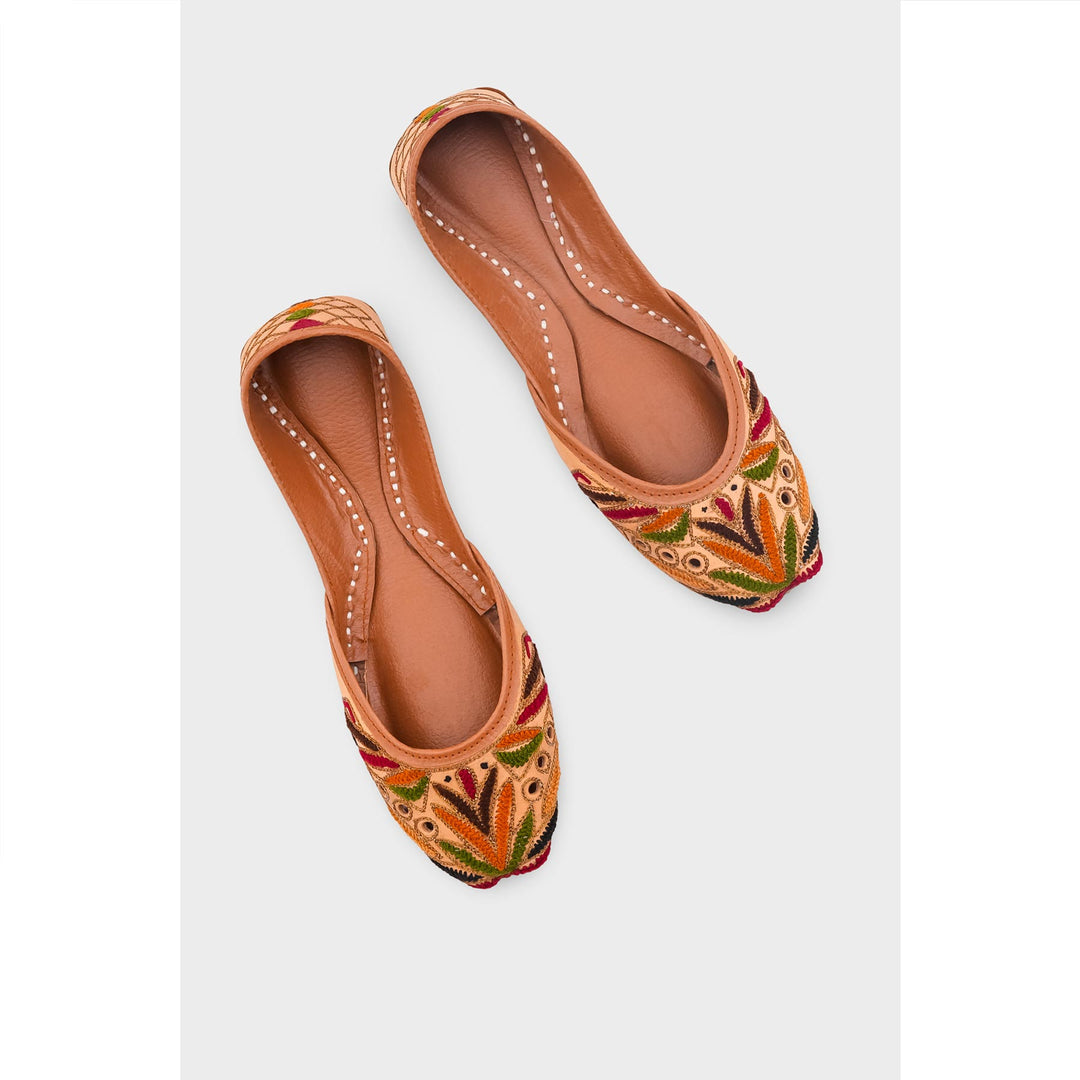 Beige Leather Khussa For Women EC8705