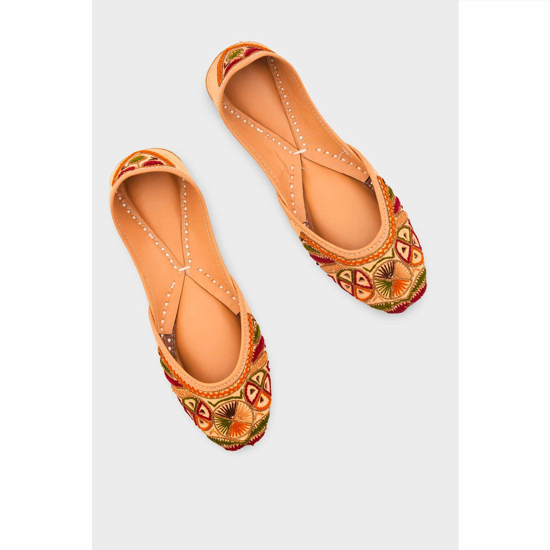 Beige Leather Khussa For Women EC8706