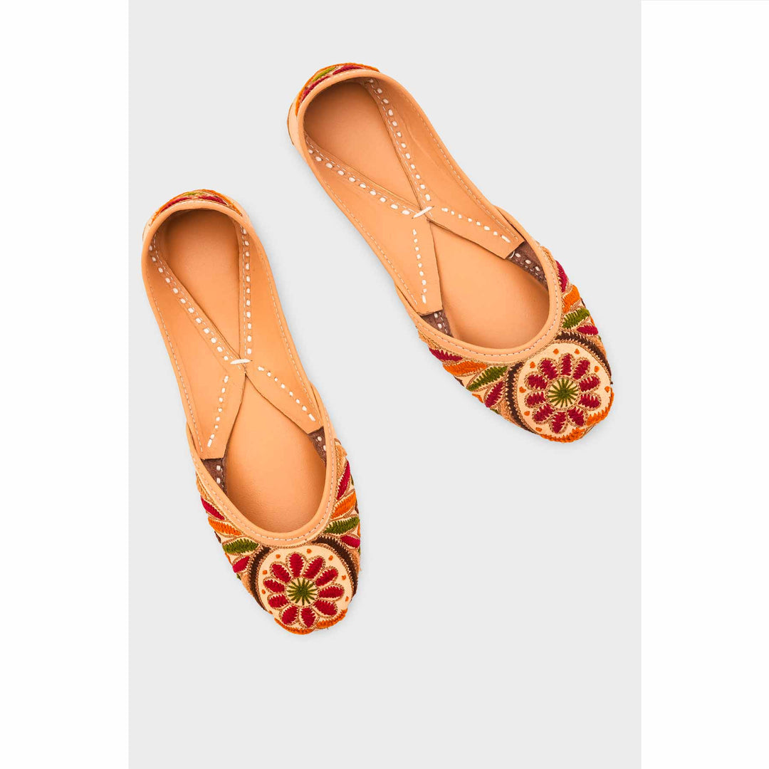 Beige Leather Khussa For Women EC8707