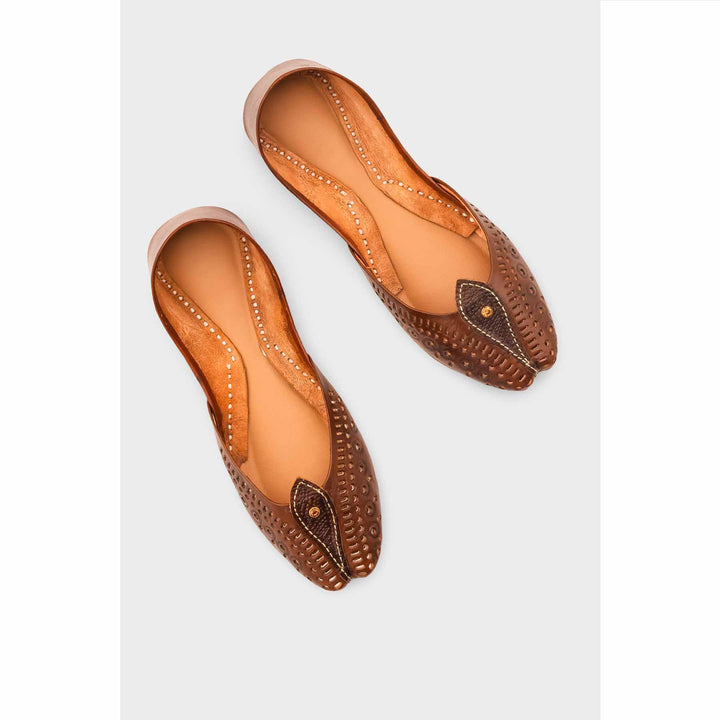 Brown Leather Khussa For Women EC8710
