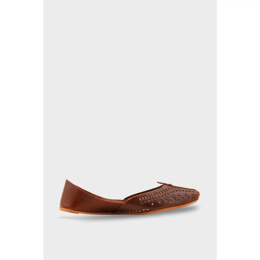 Brown Leather Khussa For Women EC8710