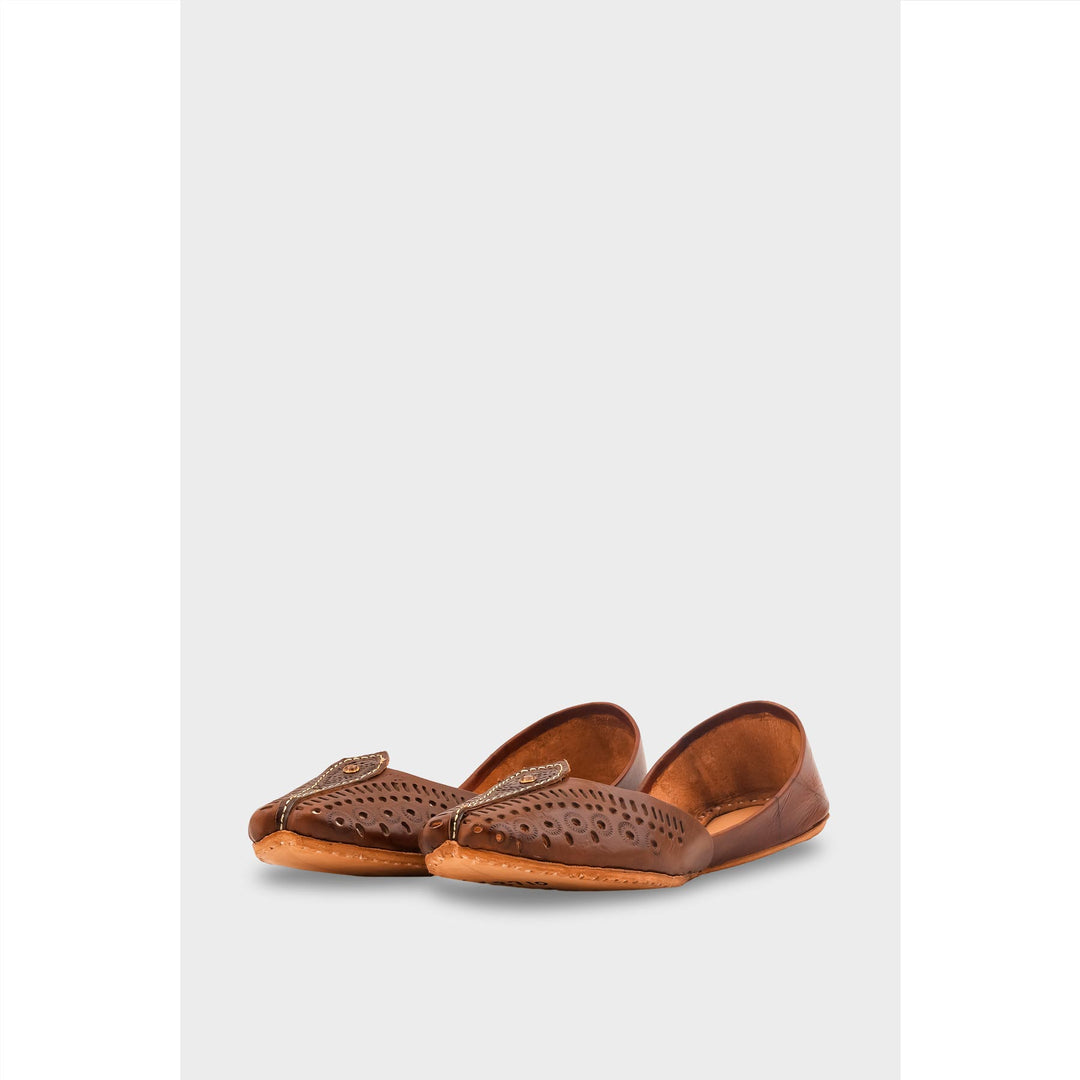Brown Leather Khussa For Women EC8710