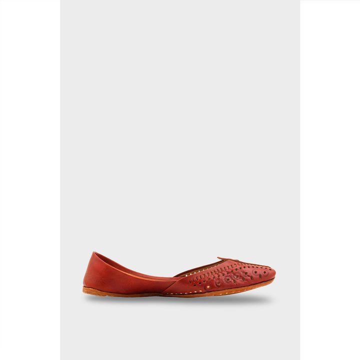 Red Leather Khussa For Women EC8710