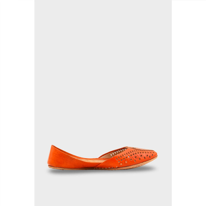 Orange Leather Khussa For Women EC8710