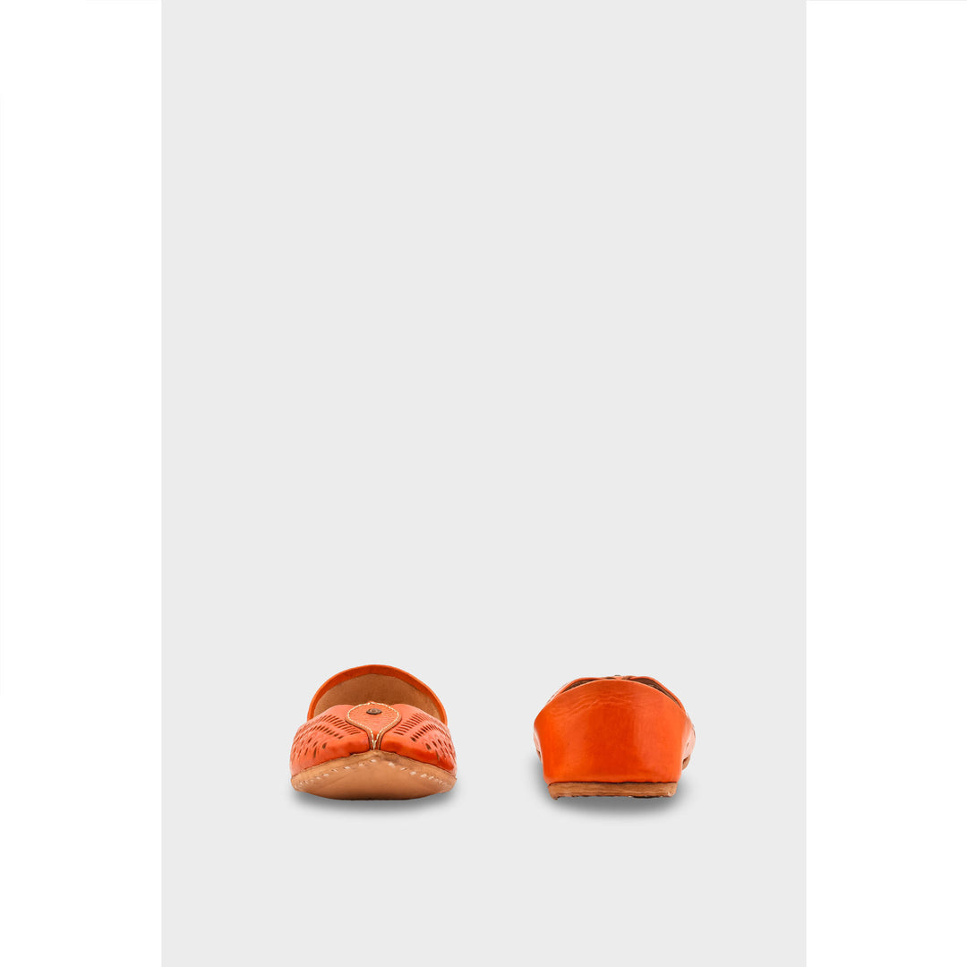 Orange Leather Khussa For Women EC8710