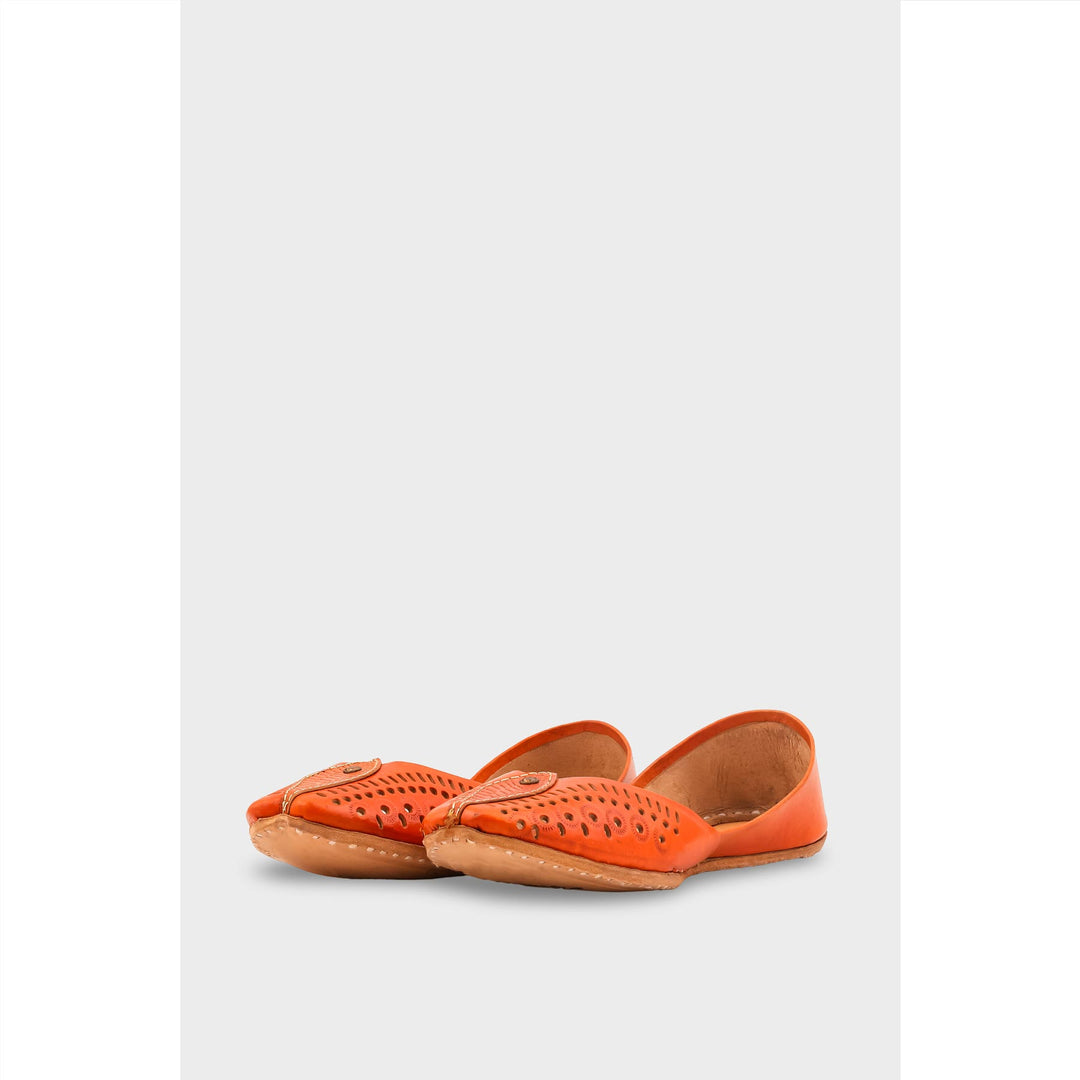 Orange Leather Khussa For Women EC8710