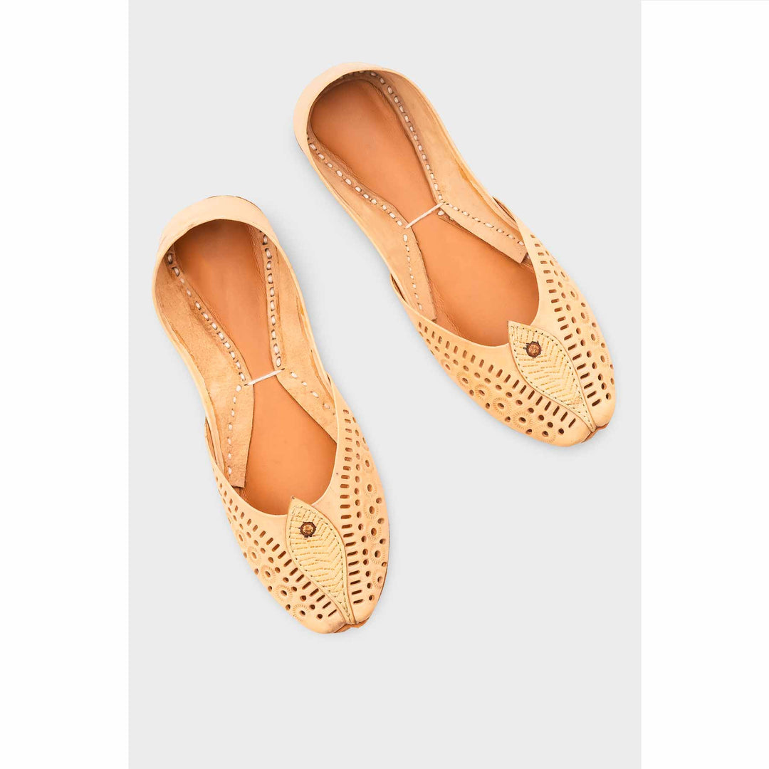 Beige Leather Khussa For Women EC8710