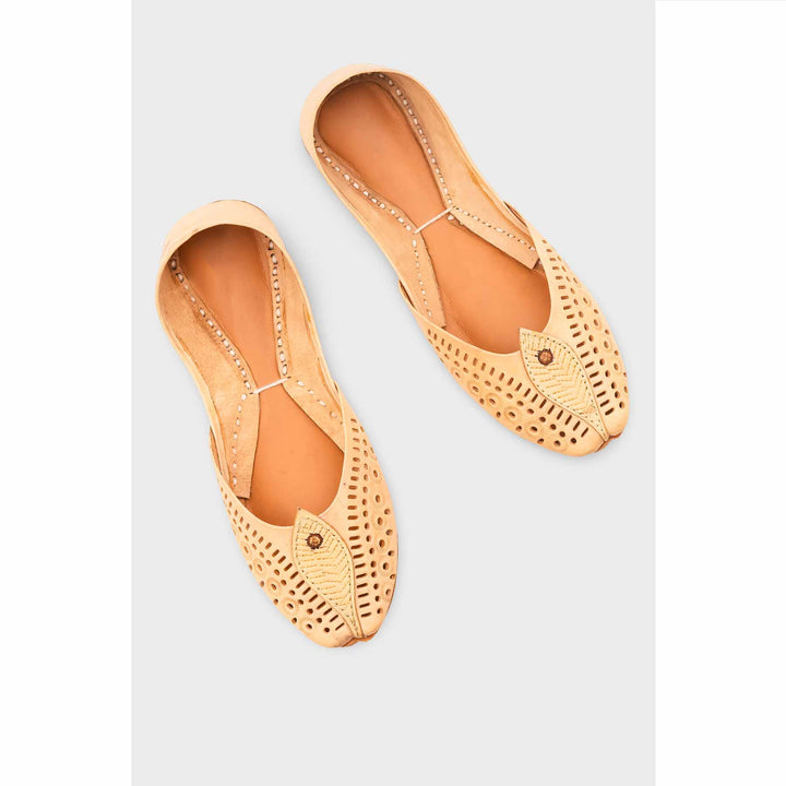 Beige Leather Khussa For Women EC8710