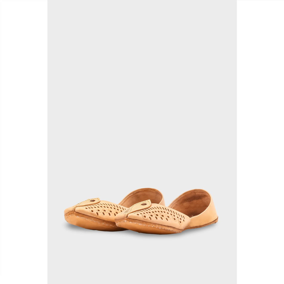 Beige Leather Khussa For Women EC8710