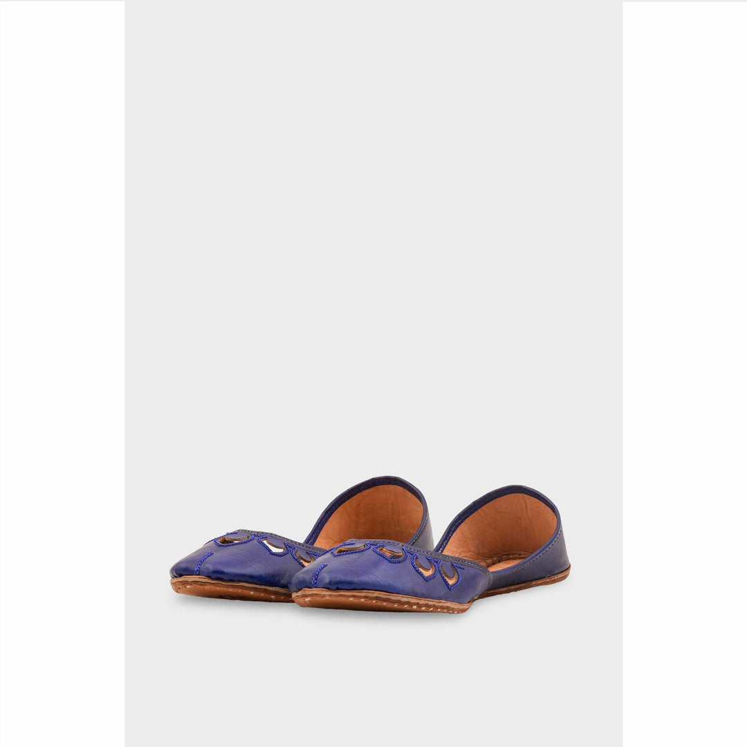 Blue Leather Khussa For Women EC8711