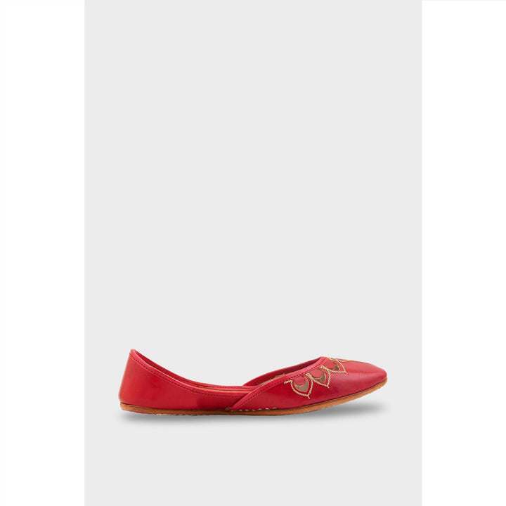 Red Leather Khussa For Women EC8711