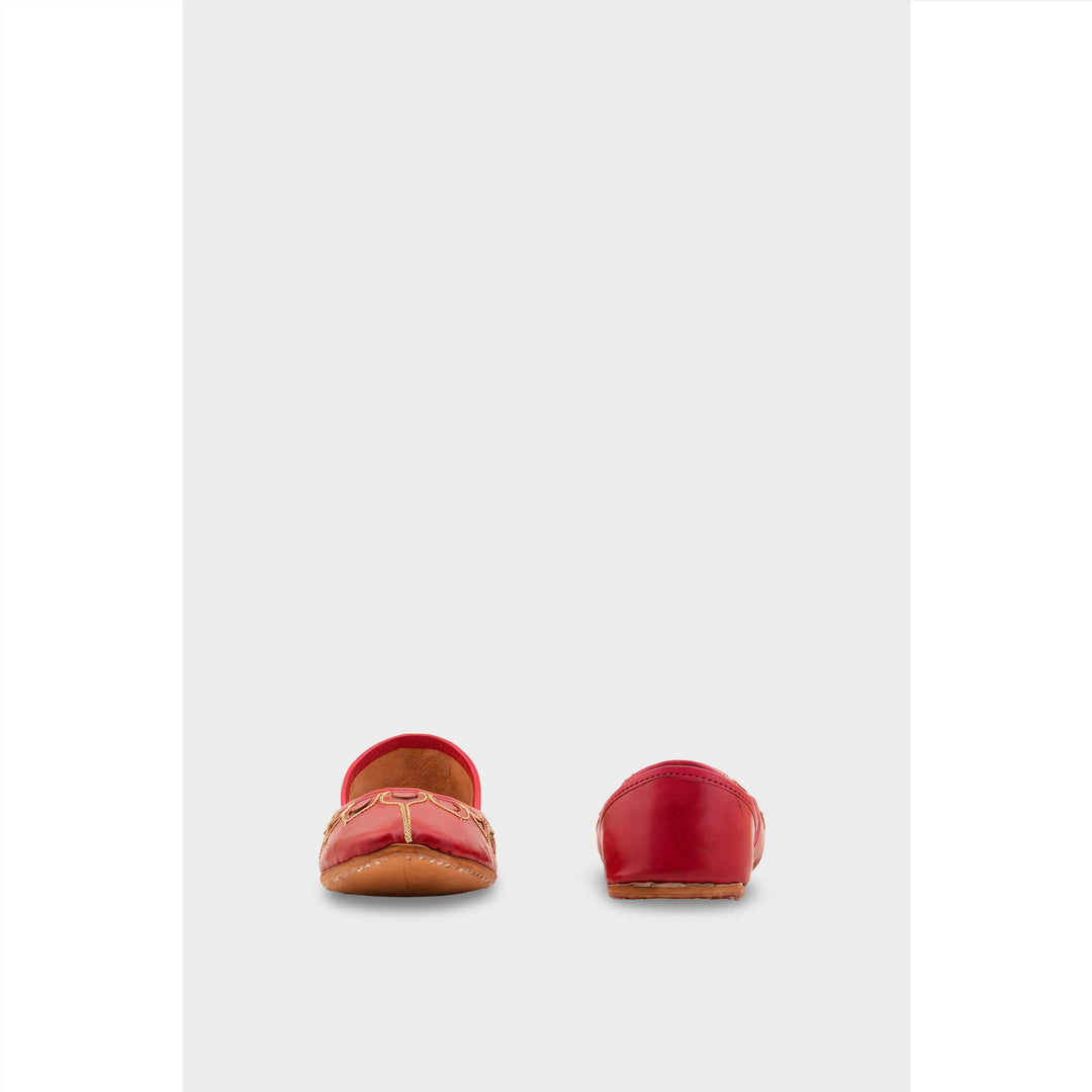 Red Leather Khussa For Women EC8711