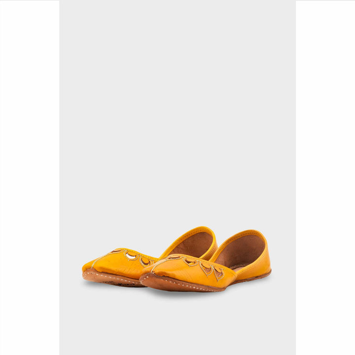 Yellow Leather Khussa For Women EC8711