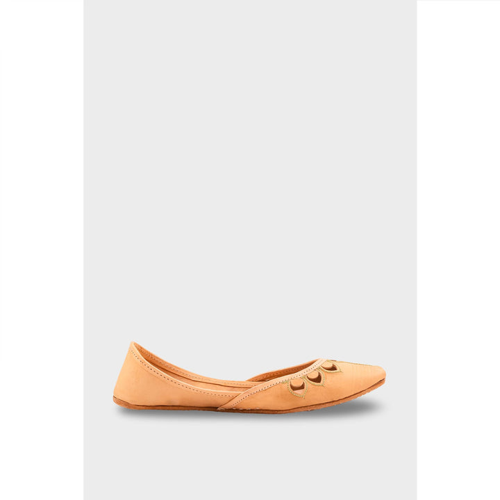 Beige Leather Khussa For Women EC8711