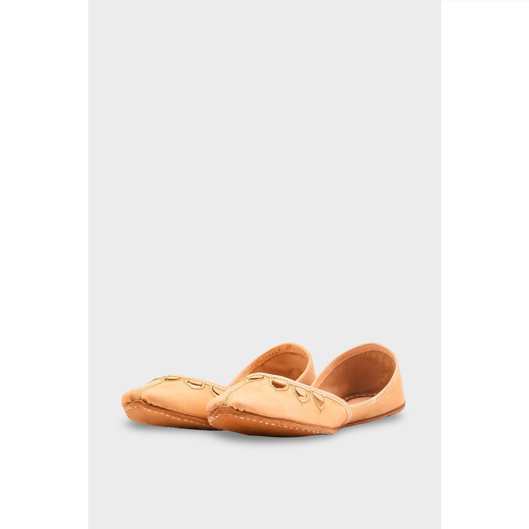 Beige Leather Khussa For Women EC8711
