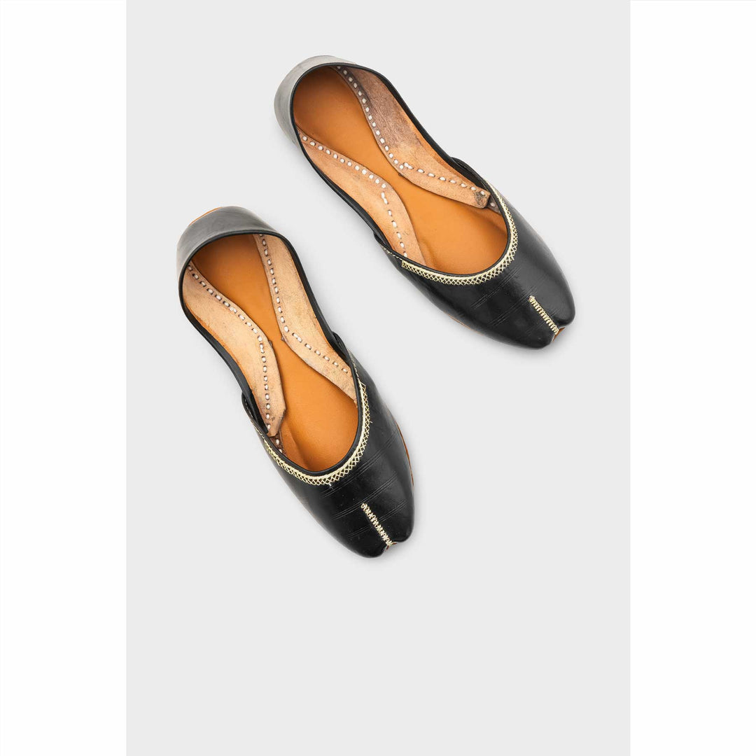 Black Leather Khussa For Women EC8712