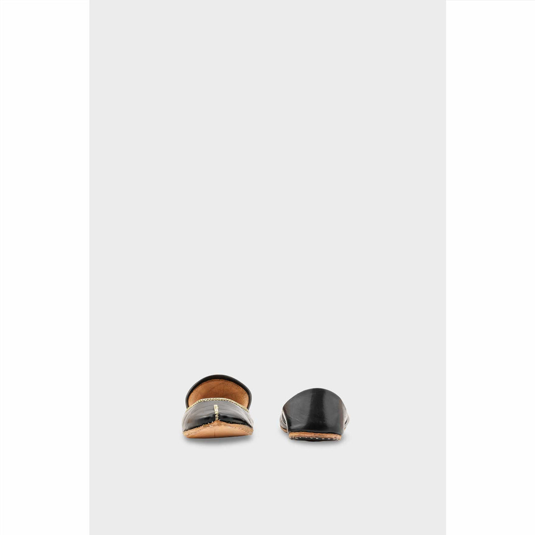 Black Leather Khussa For Women EC8712