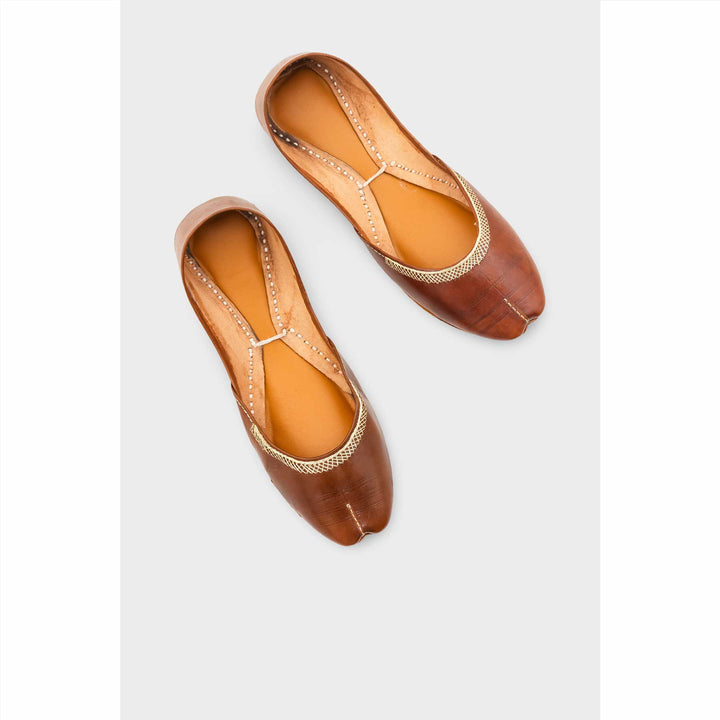 Brown Leather Khussa For Women EC8712