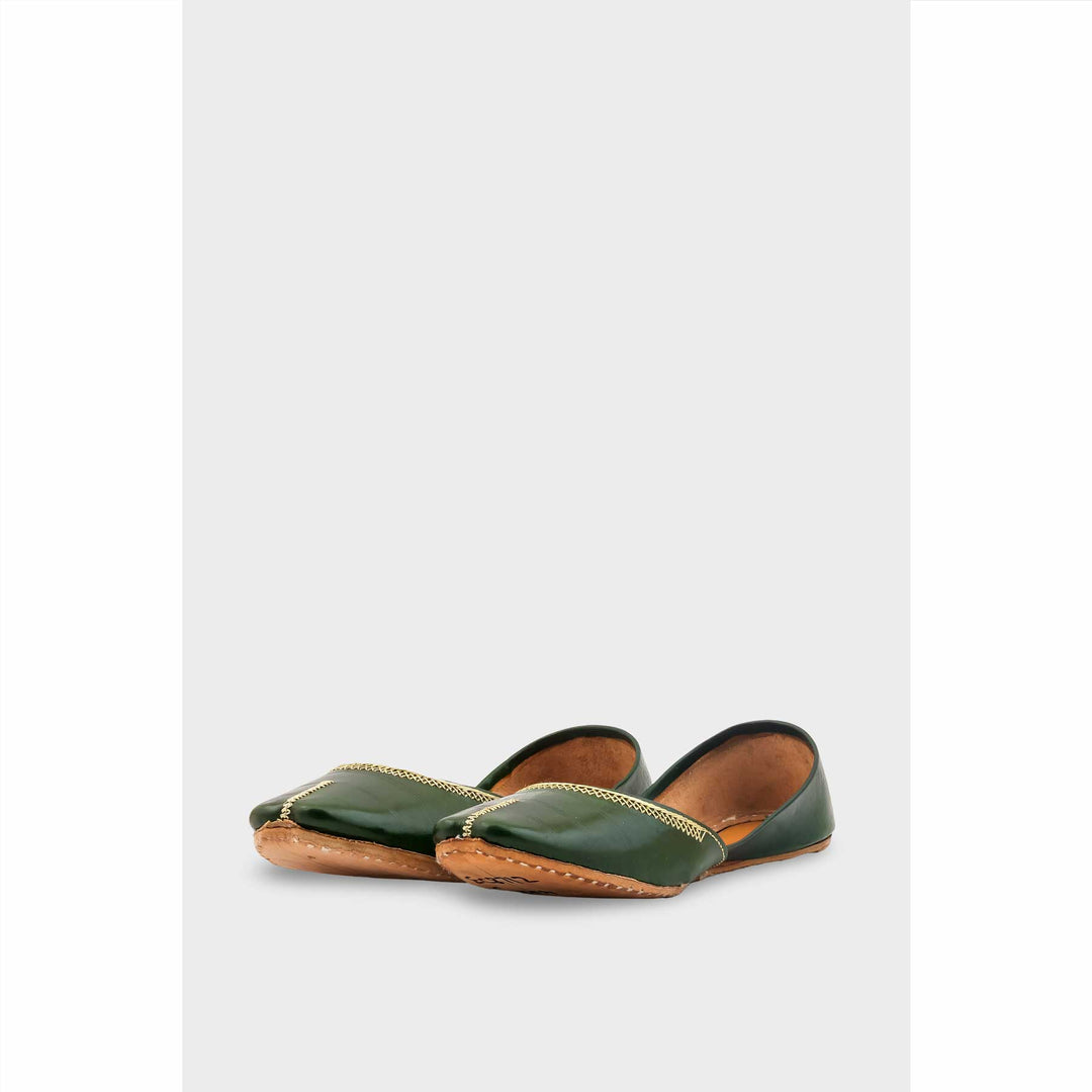 Green Leather Khussa For Women EC8712