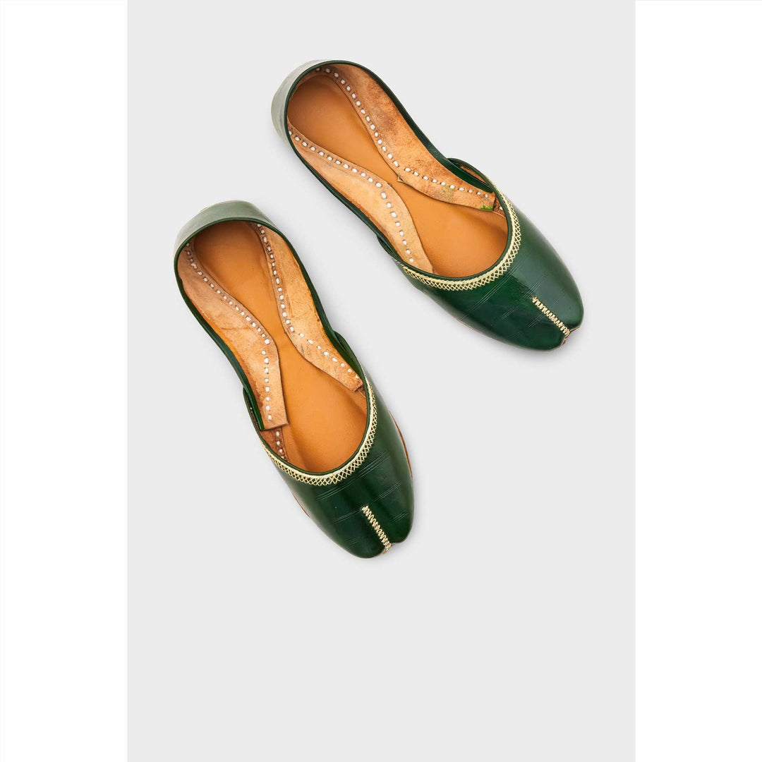 Green Leather Khussa For Women EC8712