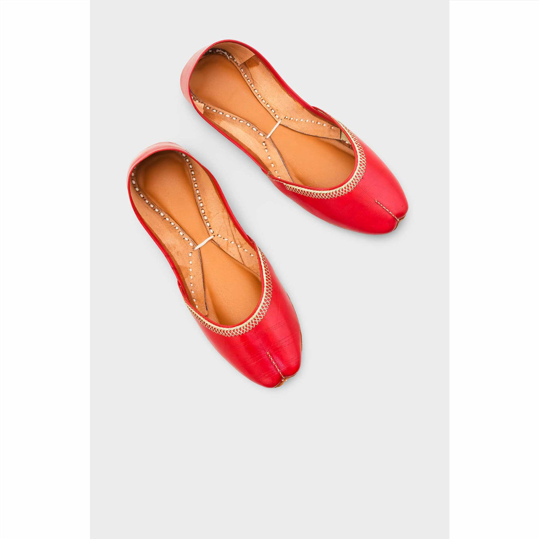 Red Leather Khussa For Women EC8712