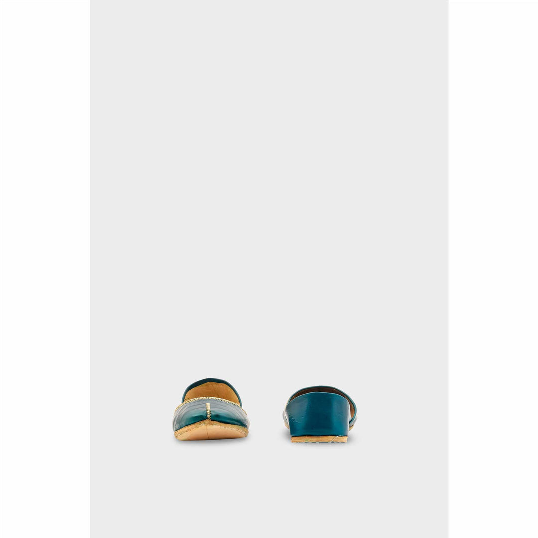 Seagreen Leather Khussa For Women EC8712