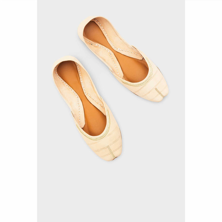 Beige Leather Khussa For Women EC8712