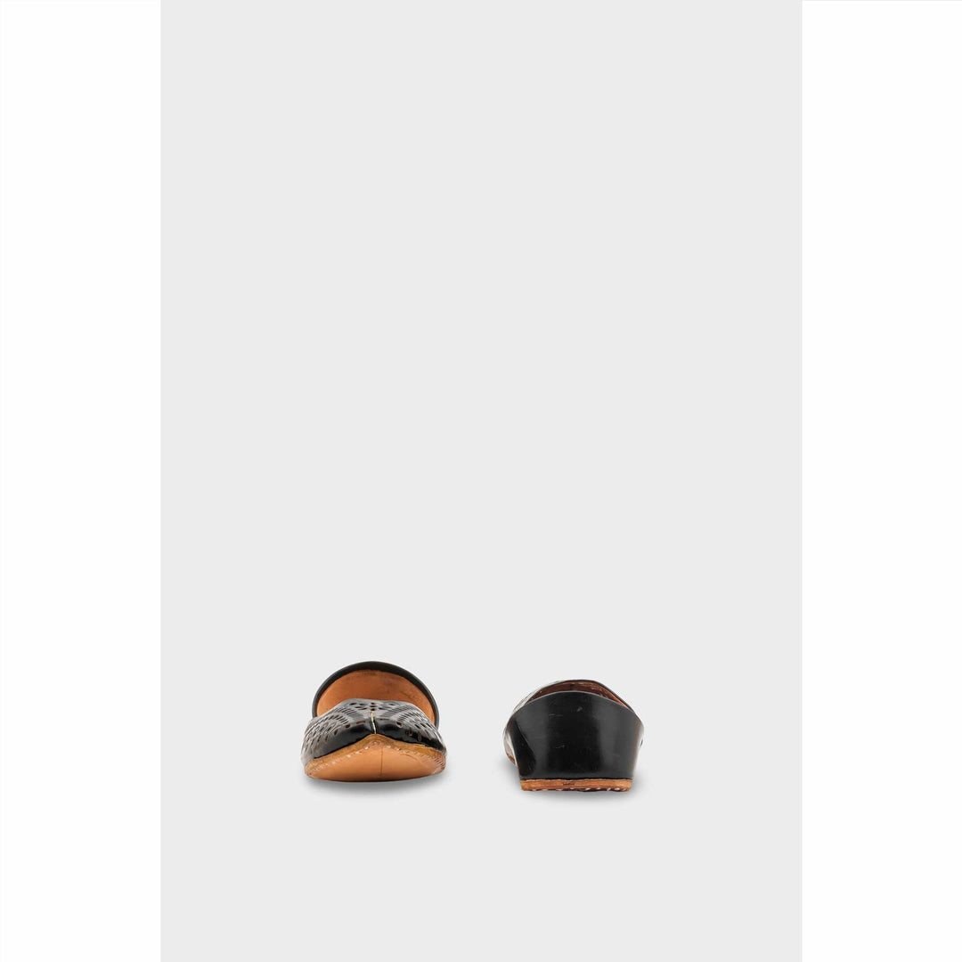 Black Leather Khussa For Women EC8713