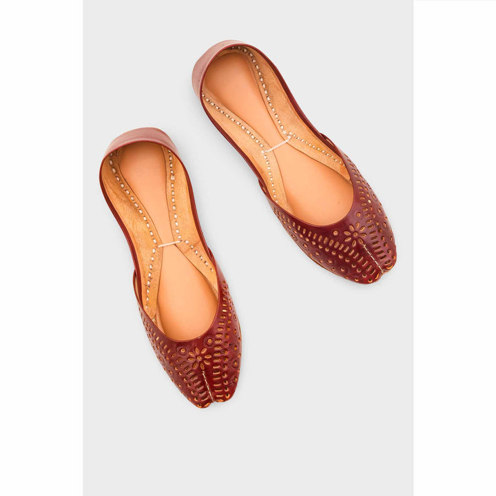 Maroon Leather Khussa For Women EC8713