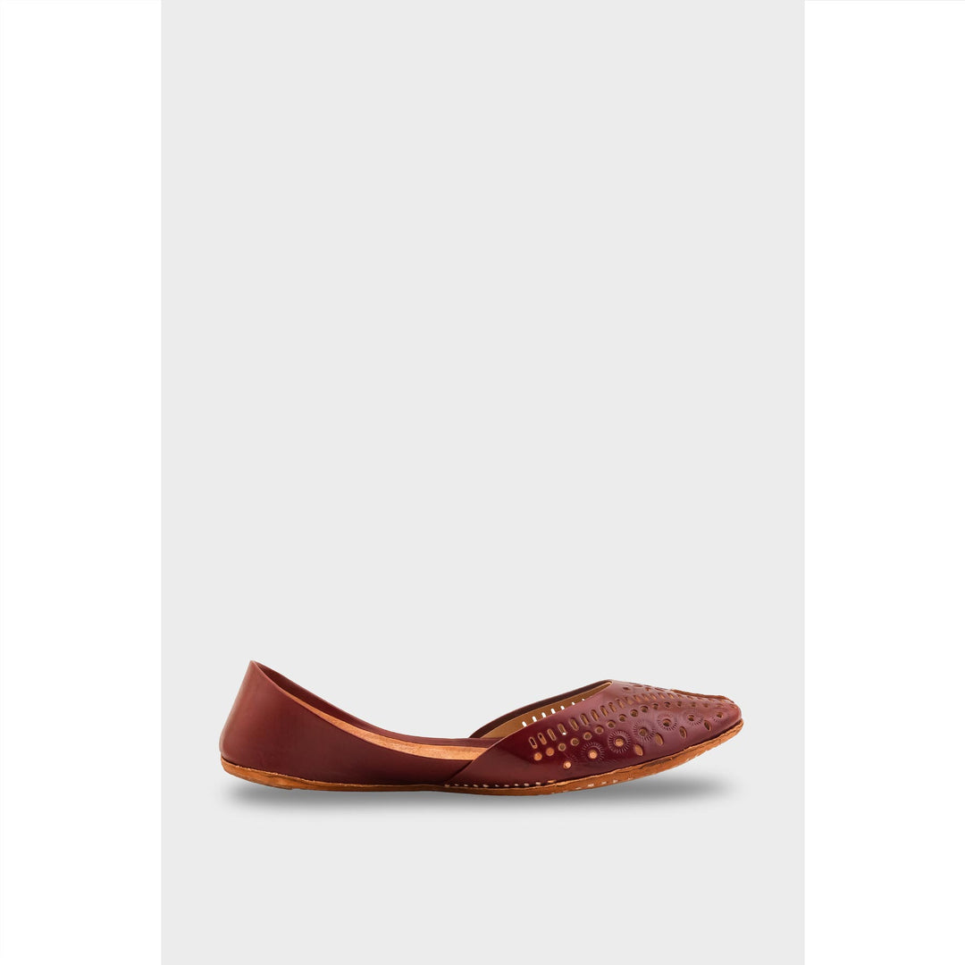 Maroon Leather Khussa For Women EC8713