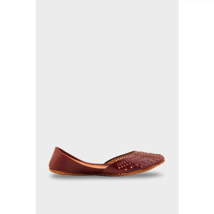 Maroon Leather Khussa For Women EC8713