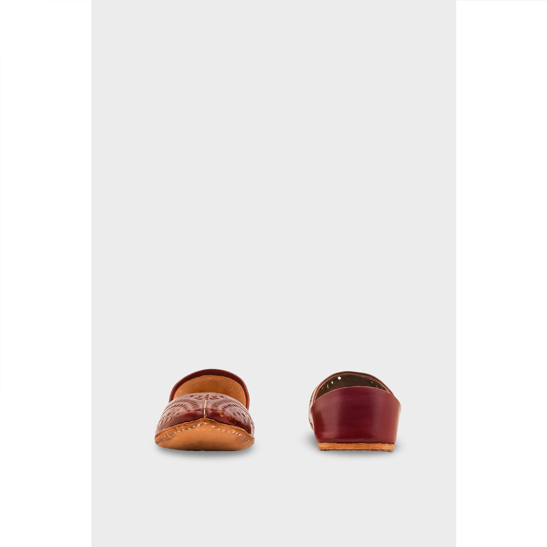 Maroon Leather Khussa For Women EC8713
