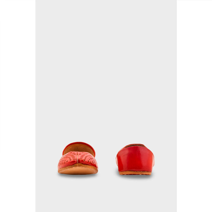 Red Leather Khussa For Women EC8713