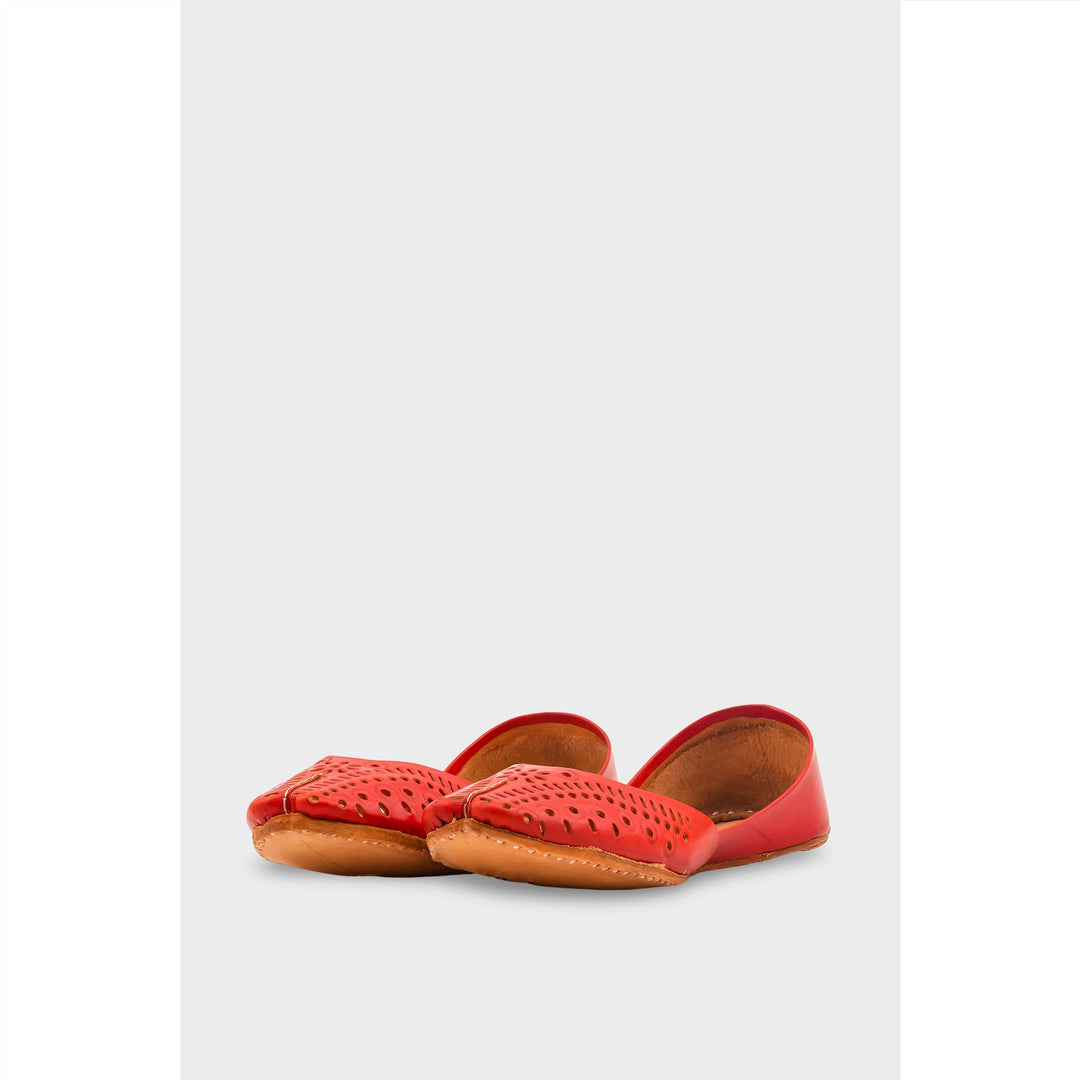 Red Leather Khussa For Women EC8713