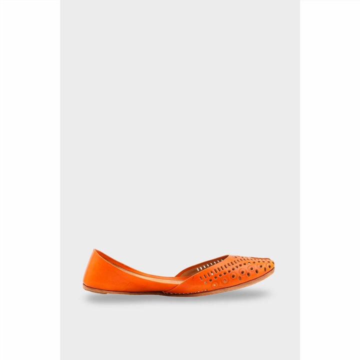 Orange Leather Khussa For Women EC8713