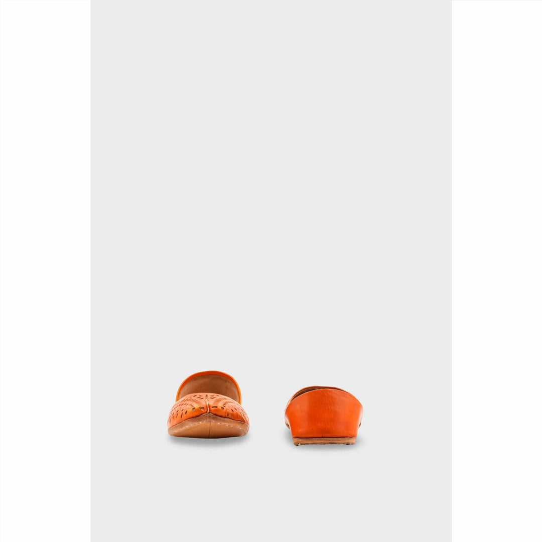 Orange Leather Khussa For Women EC8713