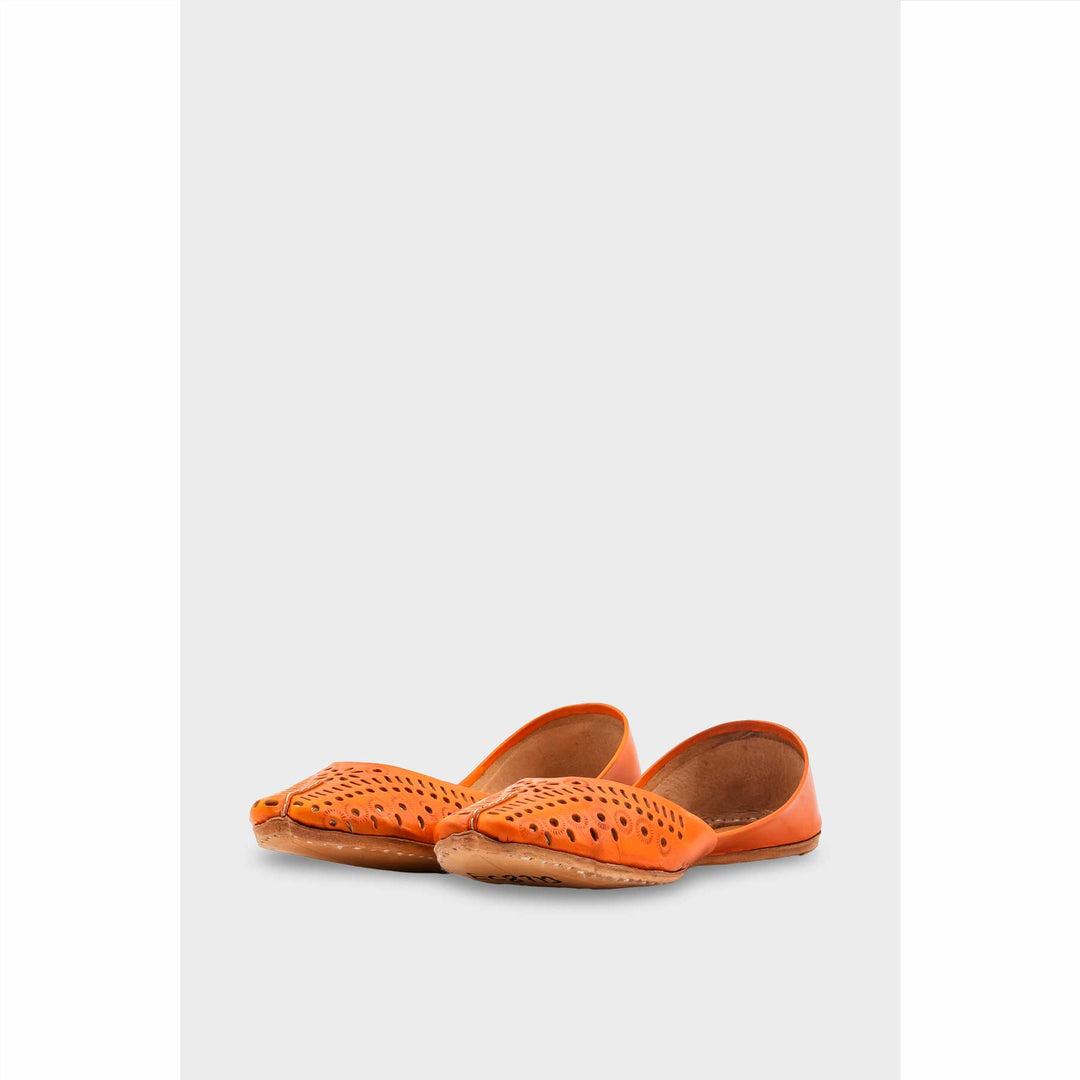 Orange Leather Khussa For Women EC8713
