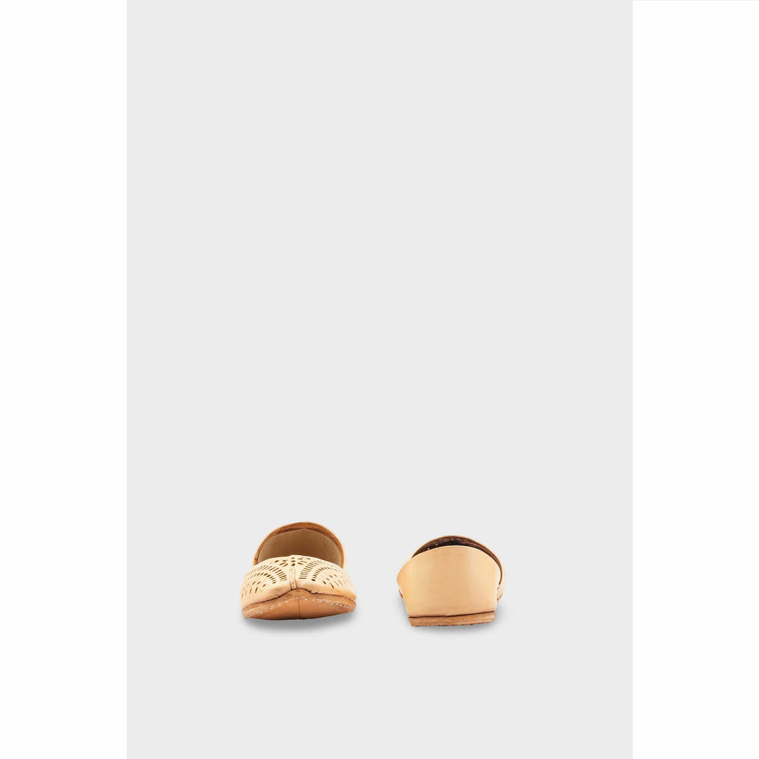 Beige Leather Khussa For Women EC8713